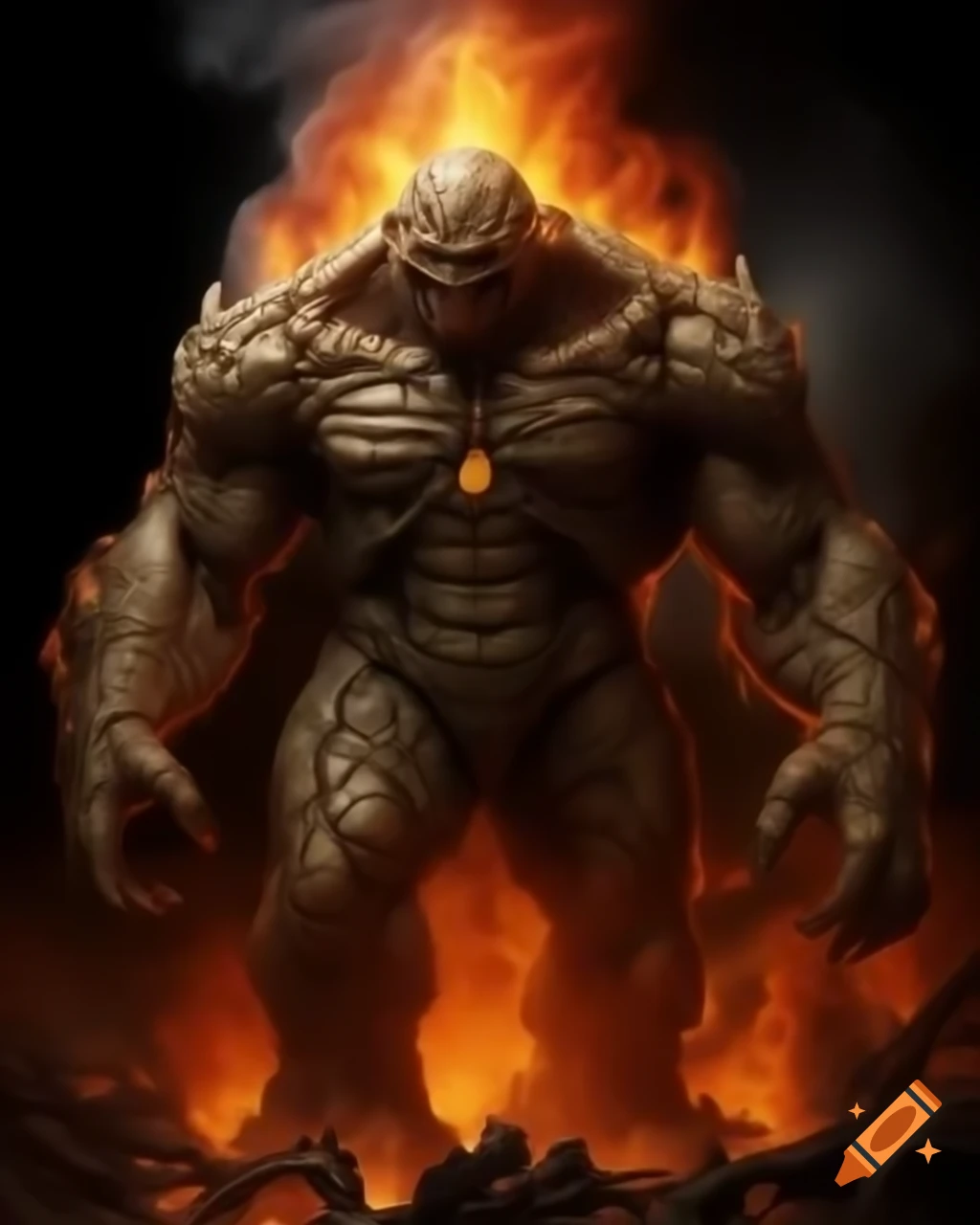 Giant spooky fire golem action figure