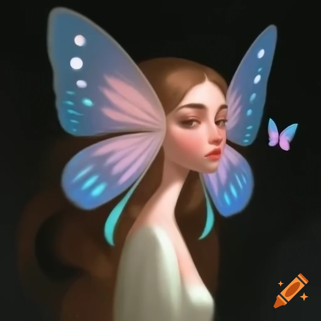 Ethereal woman with butterfly wings for ears
