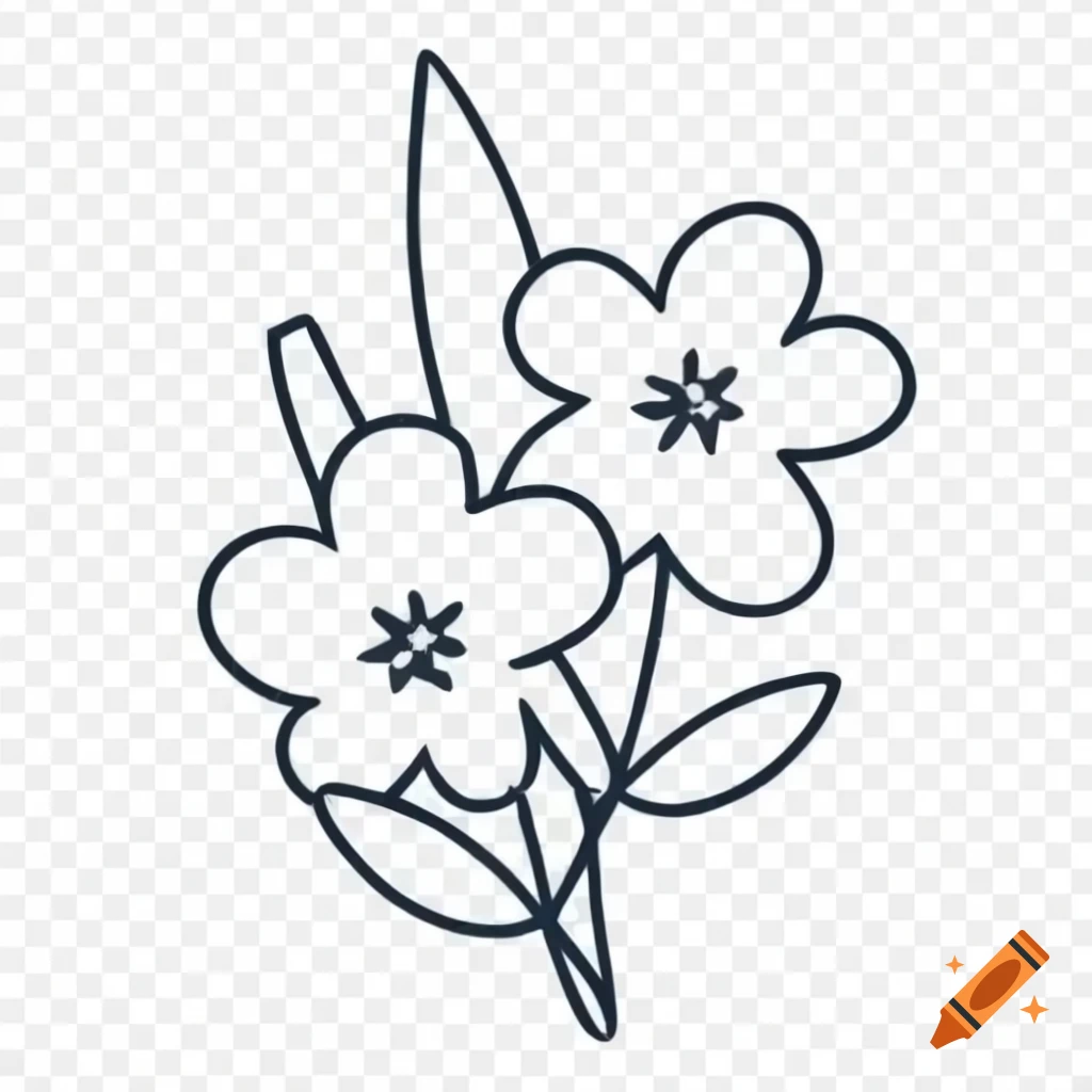 Line drawing of cute flowers