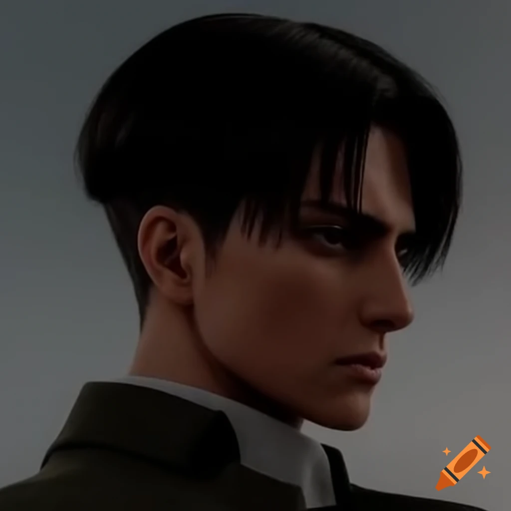 Realistic depiction of Levi Ackerman's undercut hairstyle from behind