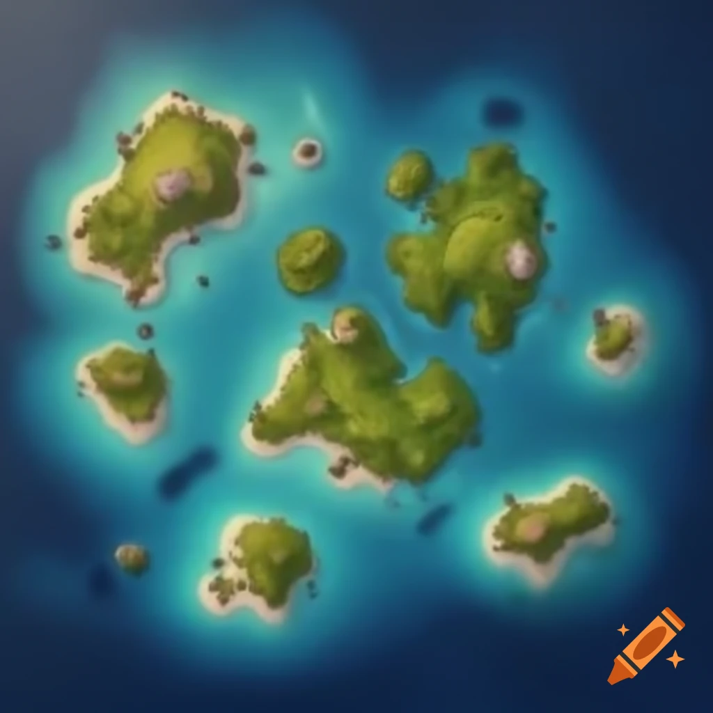 Fantasy map depicting an archipelago