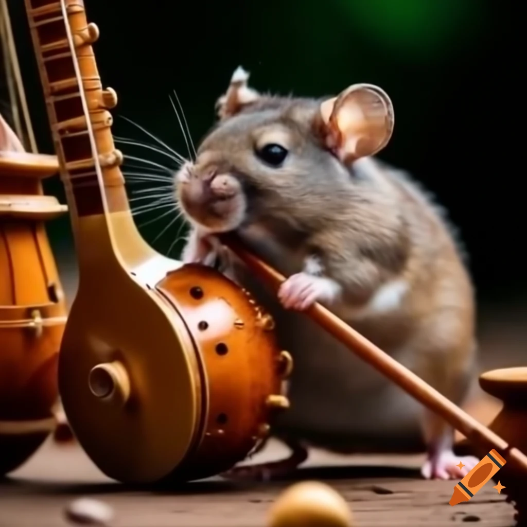 Mouse playing Indian classical instruments