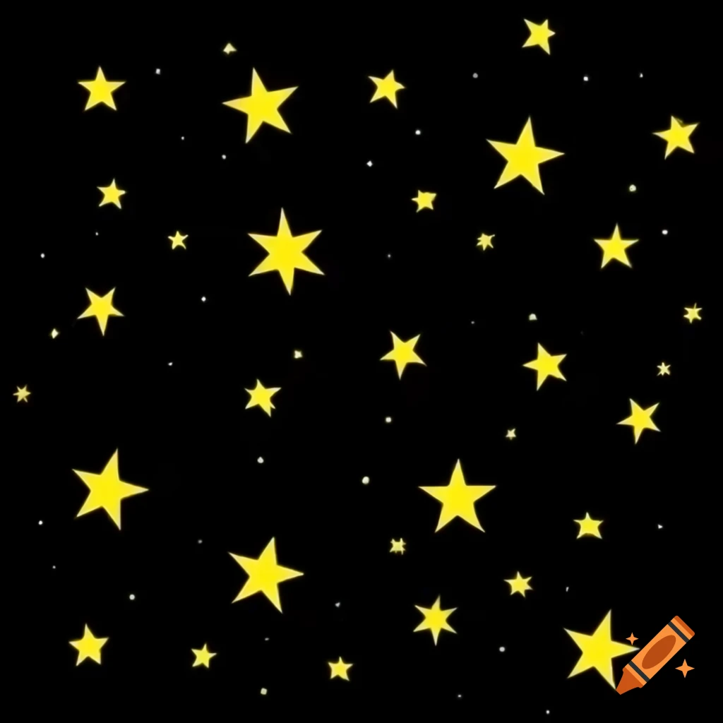 Yellow stars with depth against black background