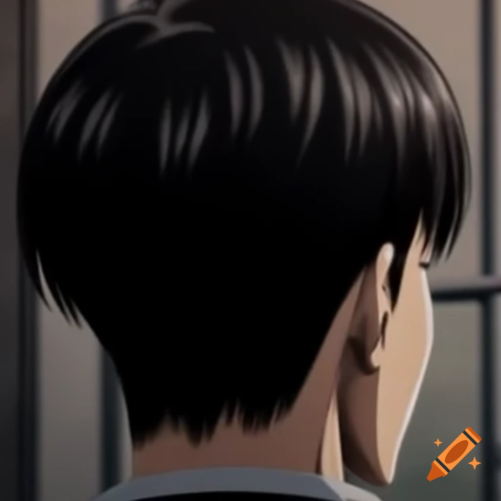 Realistic depiction of Levi Ackerman's undercut hairstyle from behind