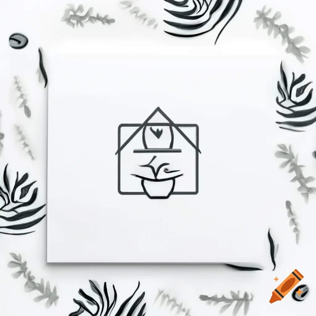 Minimalist logo featuring small plant symbols representing nature