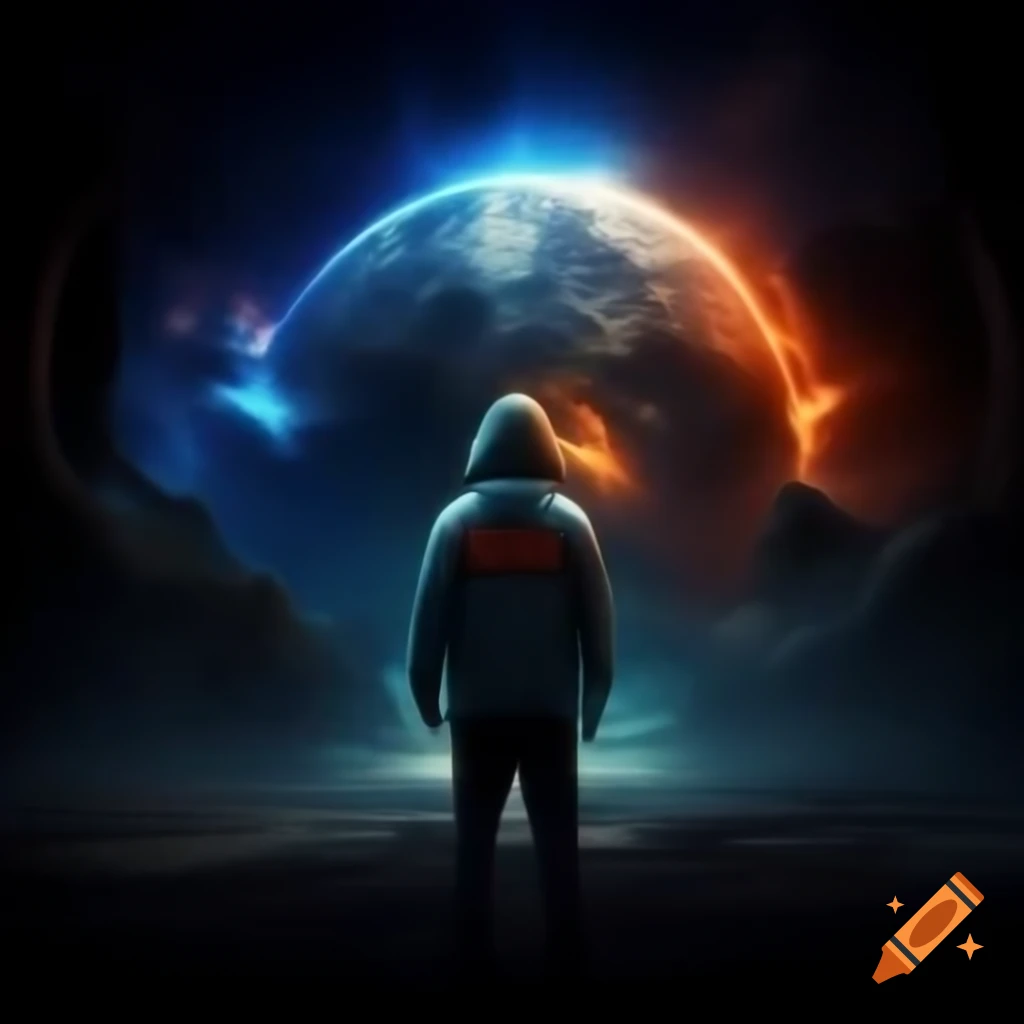 Album cover featuring themes of rebirth, recreation, and glowing planets