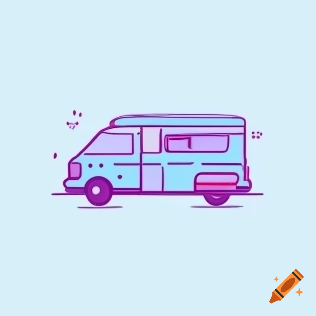 Minimalistic vector illustration of a cute RV van