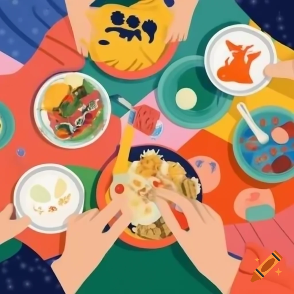 Vibrant illustration promoting safe and healthy food alongside reducing food waste