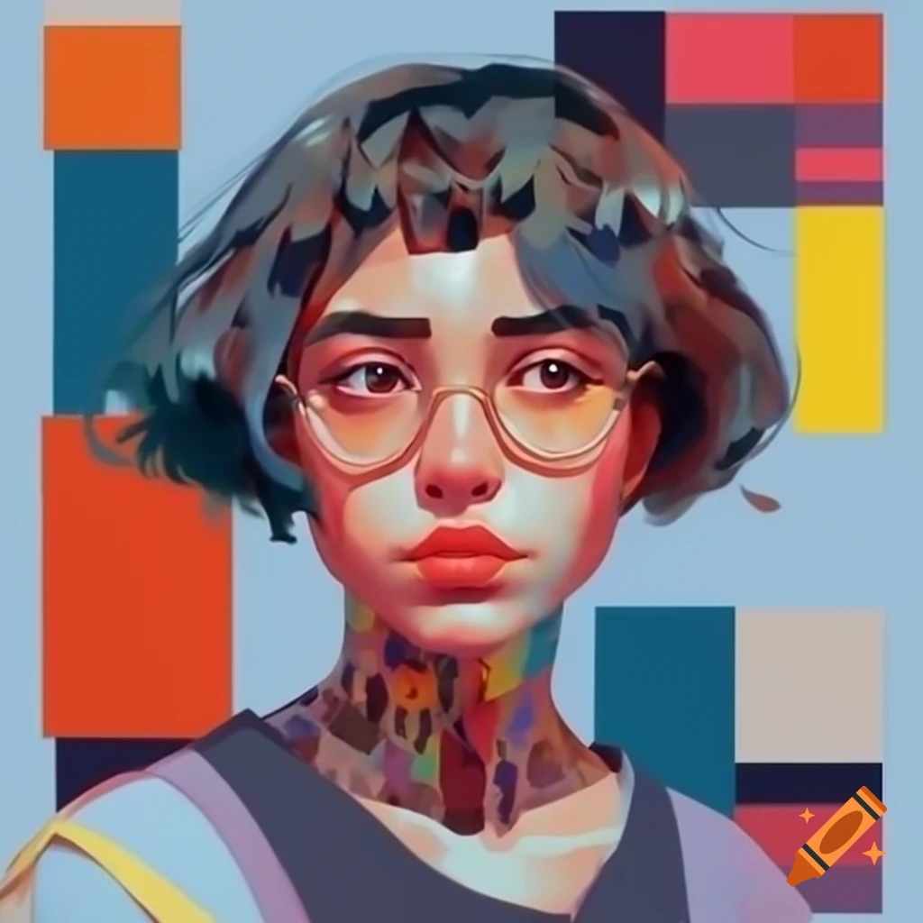 Post-modern colorful illustration collage with logo theme