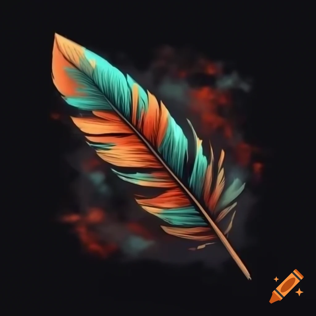 Multicolored feather with gritty, rugged post-apocalyptic urban backdrop