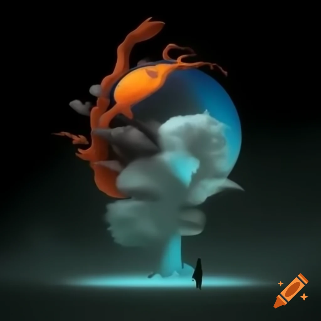 Surrealist monochrome artwork featuring a single color