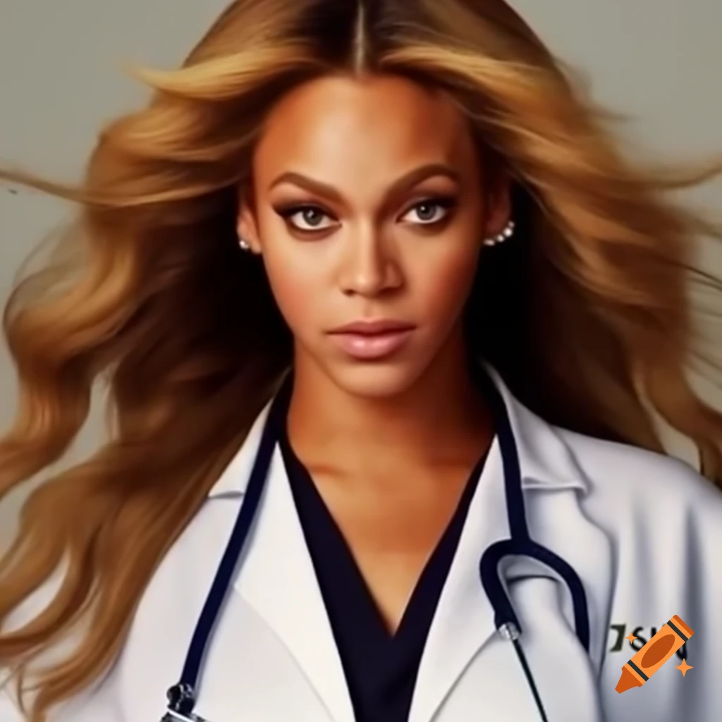Beyoncé wearing a stethoscope on Craiyon