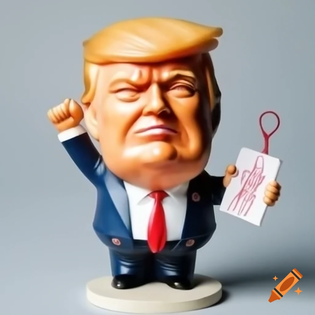Satirical bobblehead of an angry figure with bandaged ear and blood streaks