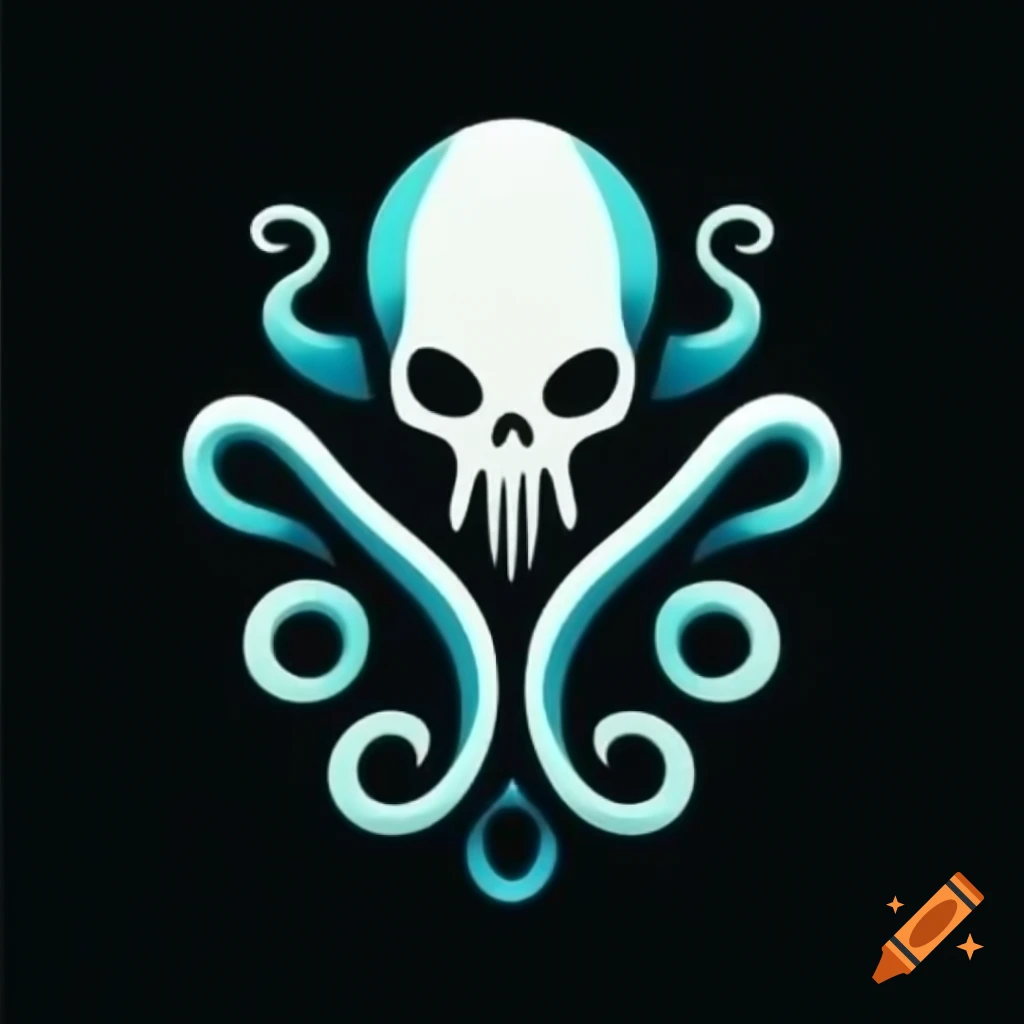 Scalable logo design of a kraken resembling a human skull