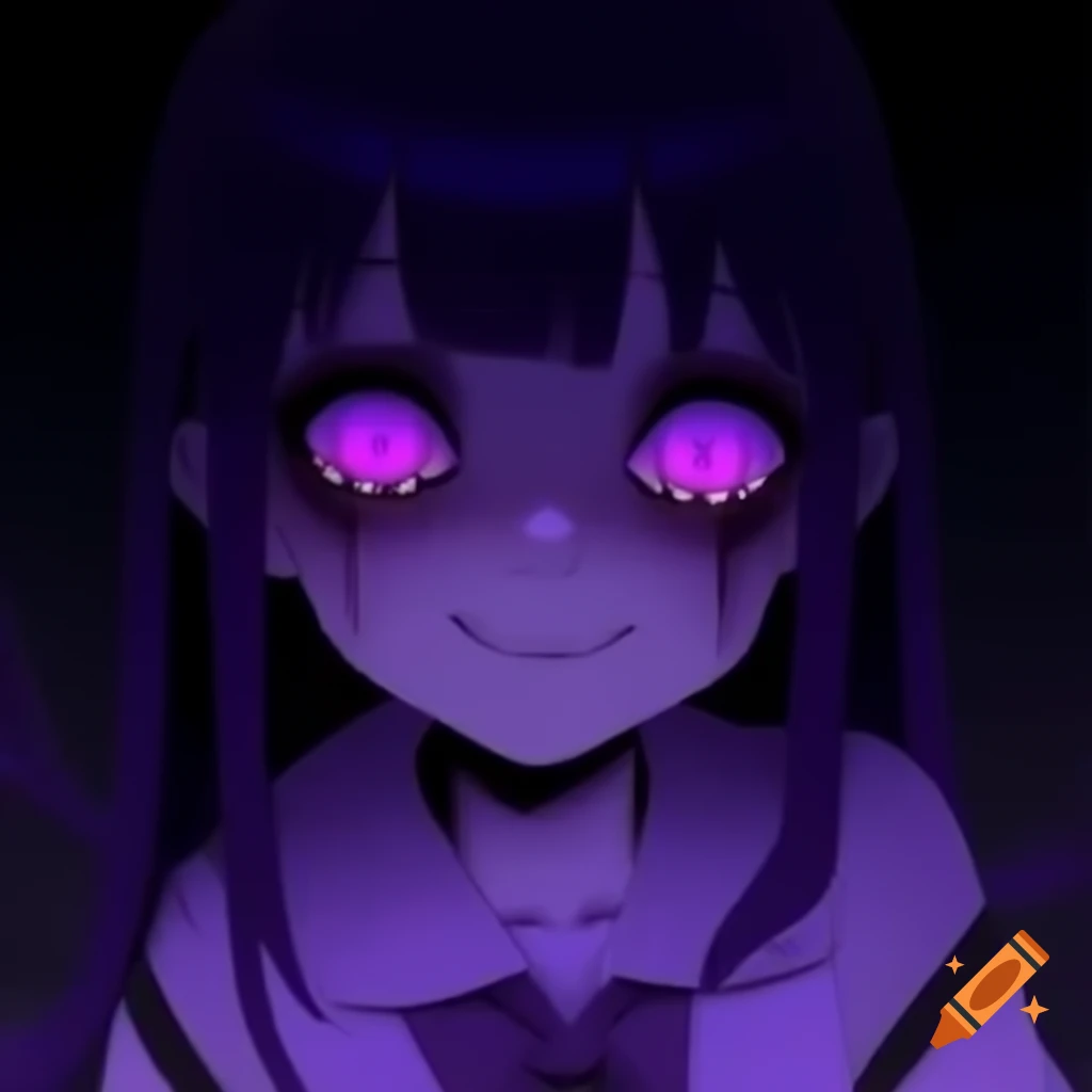 Creepy anime girl with purple colors