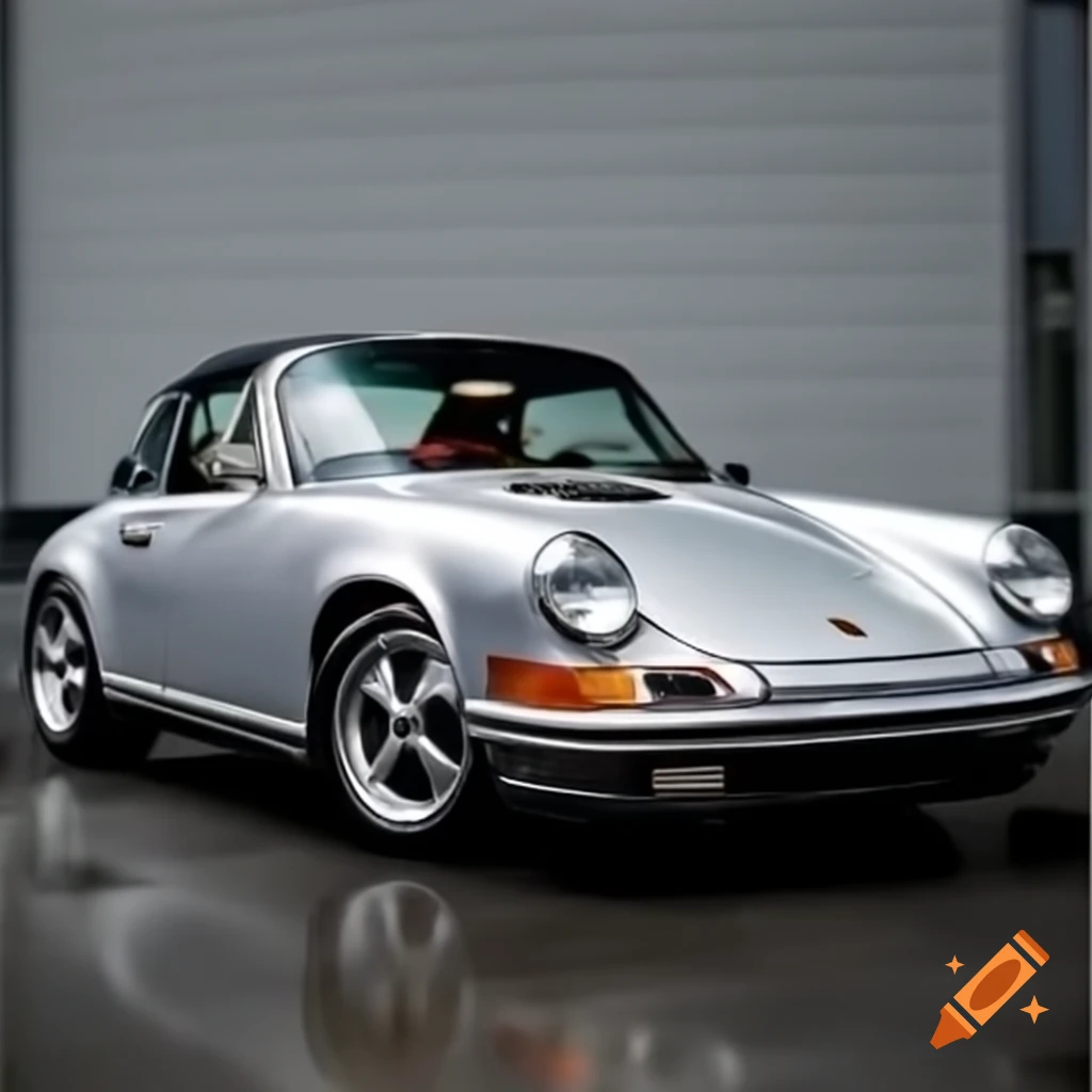 1975 Porsche 911 Targa with a dog at the wheel