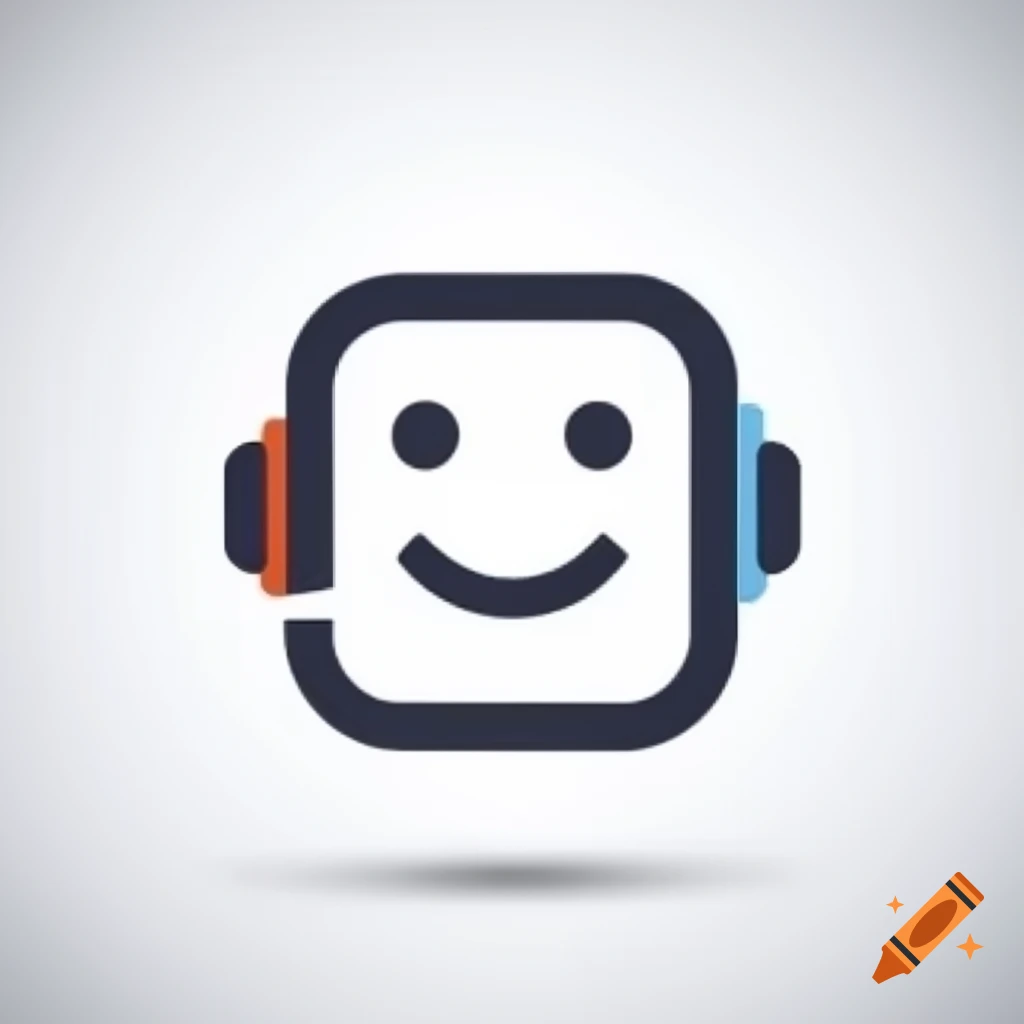 Vector logo of a friendly smiling chatbot face on white background
