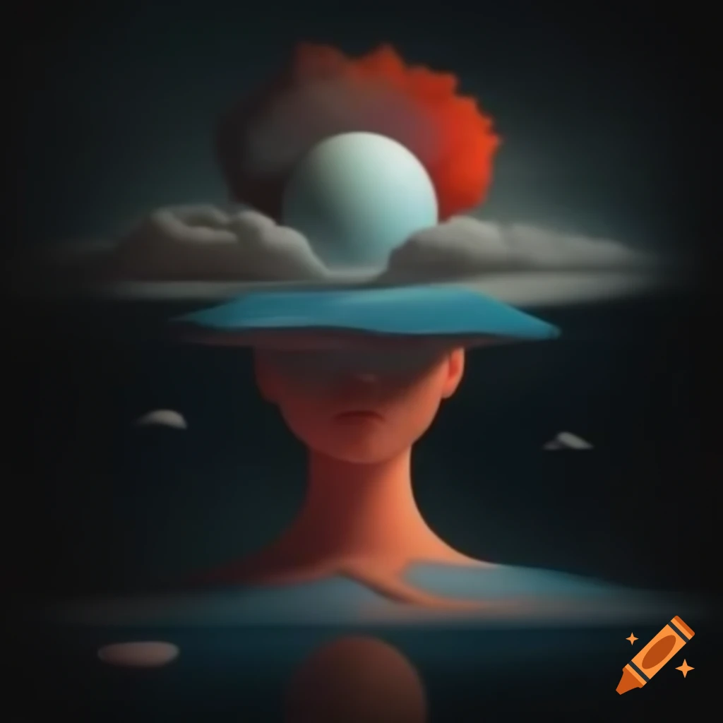 Surrealist monochrome artwork with a single color