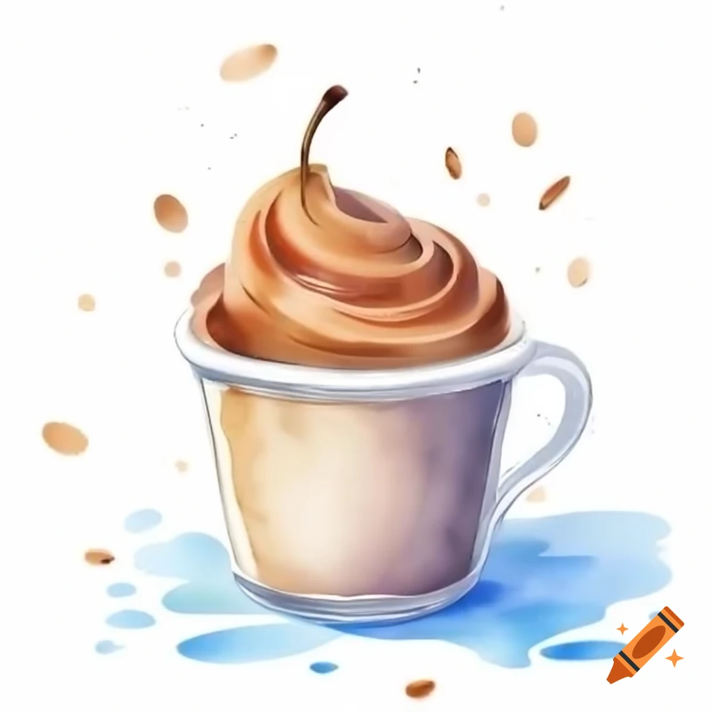 Apple cinnamon smoothie in shake cup on white background, watercolor style