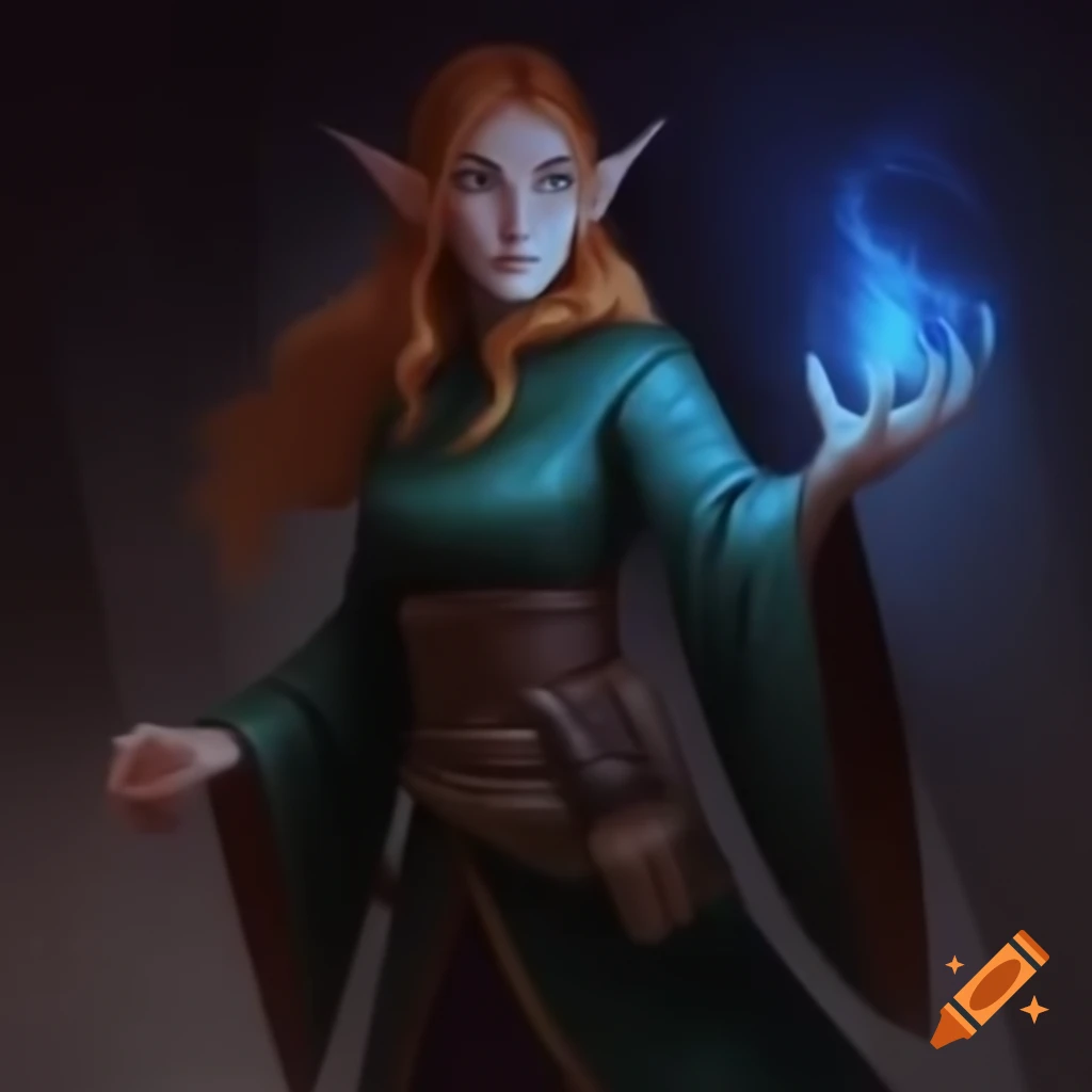 Female wizard elf character illustration