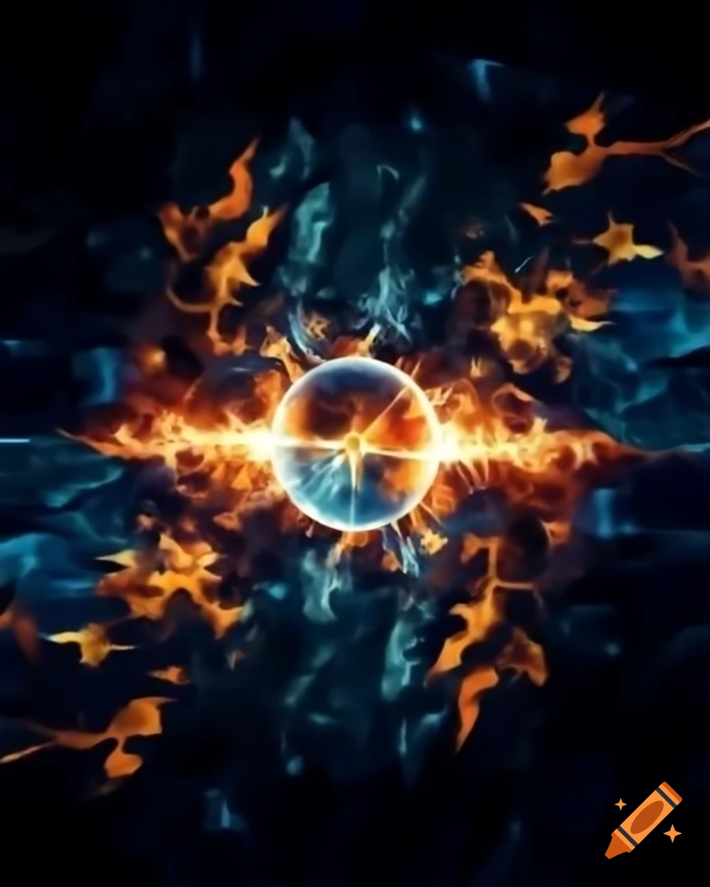 Wallpaper featuring various elements of nature: fire, wind, earth, and sun