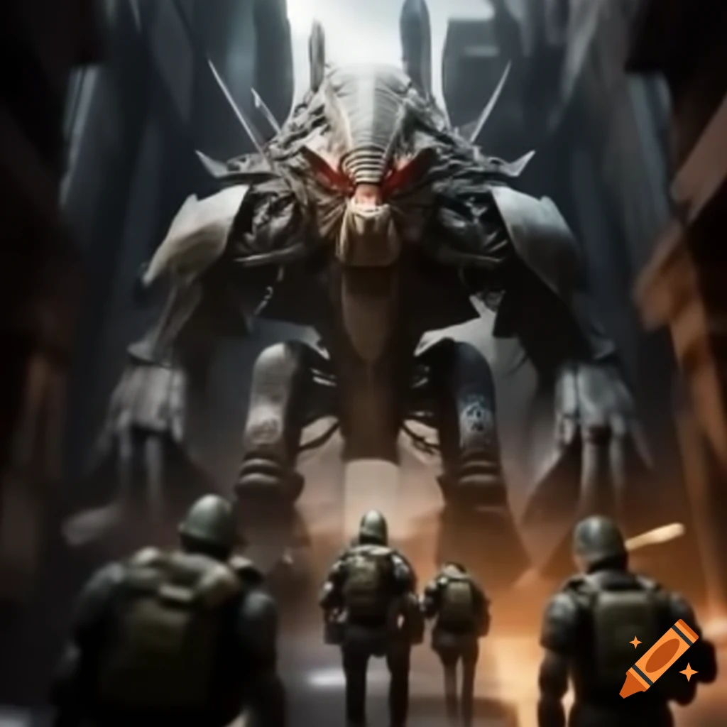 Inconsiderate general fighting in intense alleyway, surreal dream representation