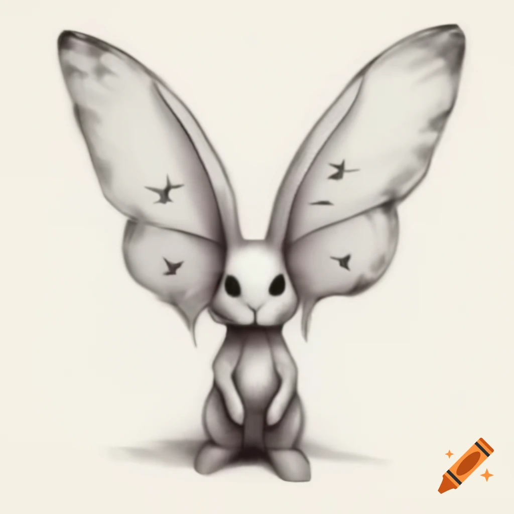Fantasy bunny with butterfly wings for ears and sharp teeth, inspired by Dungeons and Dragons