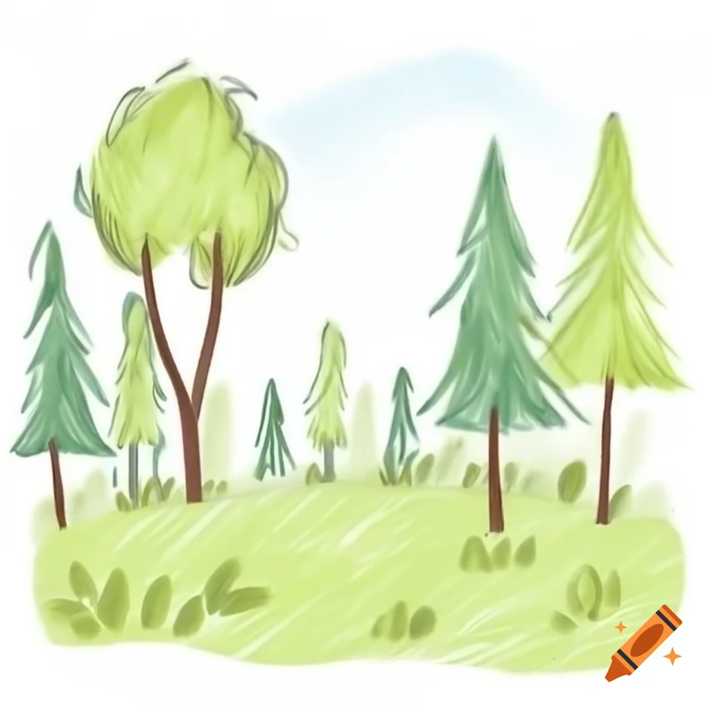 Vibrant forest scene featuring lush trees and foliage