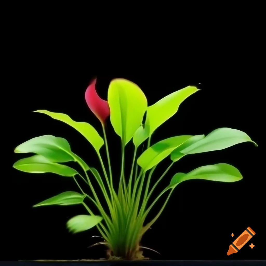 Echinodorus red devil plant on black background