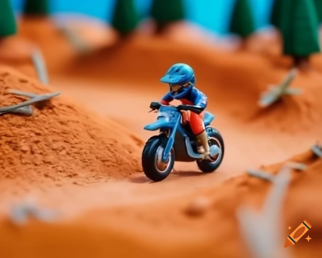 Mini motocross race on a miniature track