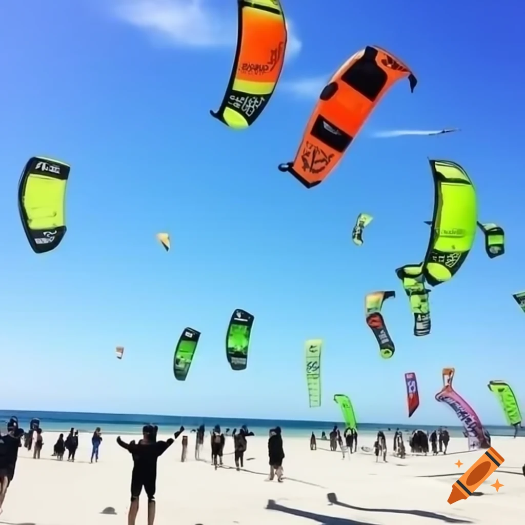 Kitesurfing competition at the beach