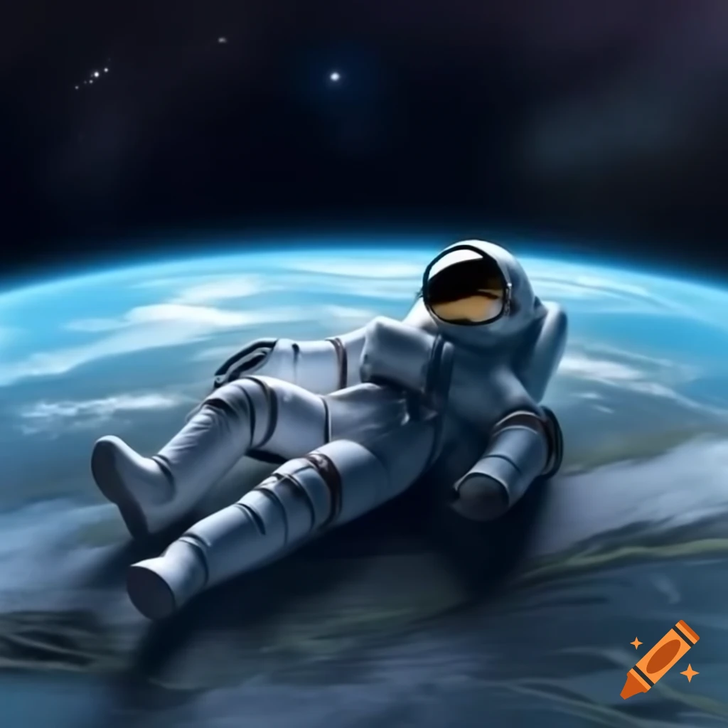 Astronaut resting on barren planet in Studio Ghibli style