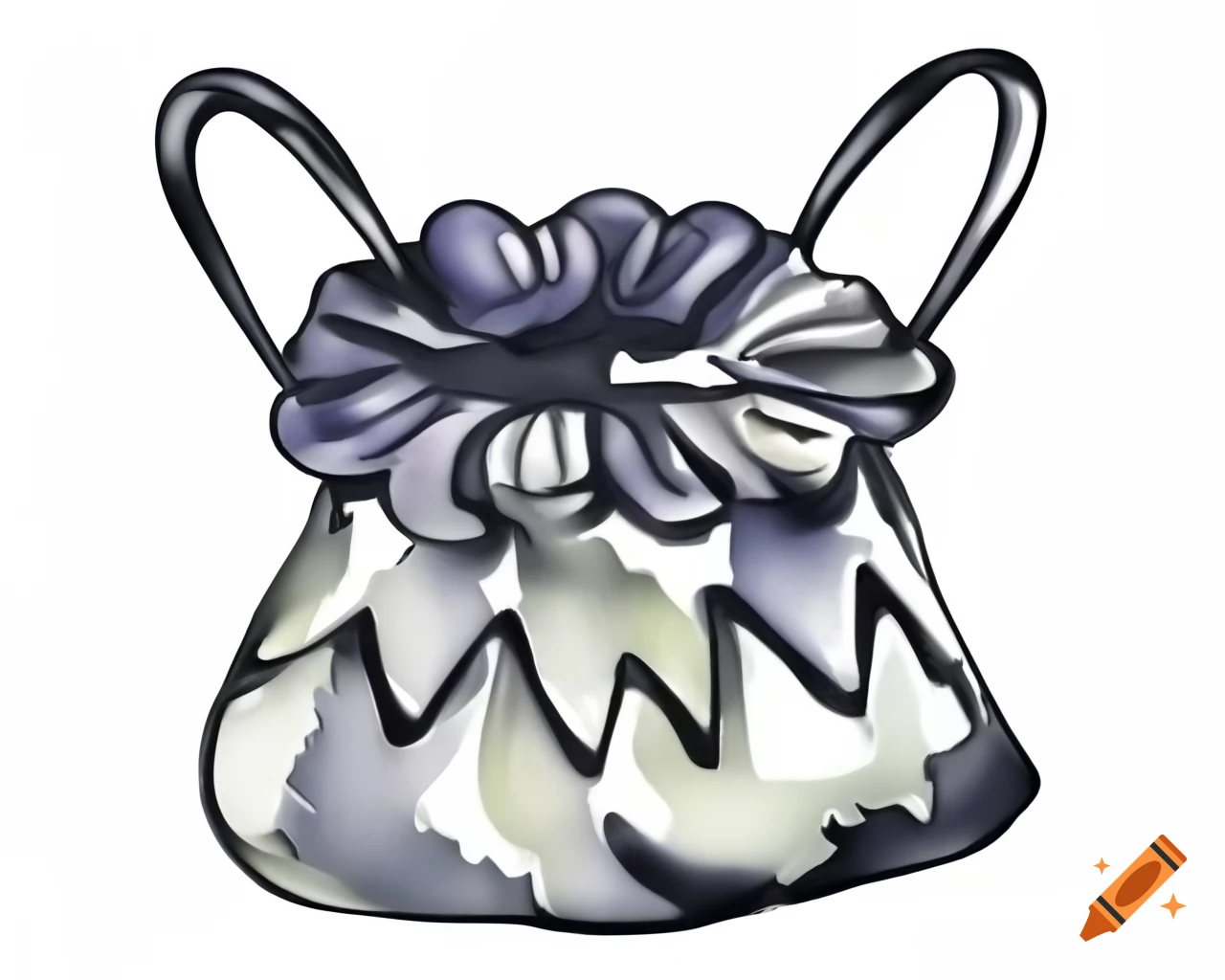 Watercolor Halloween trick or treat bag in vibrant black and silver