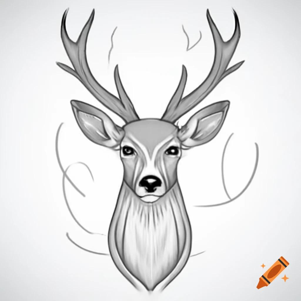 Realistic outline of a deer head with minimal details