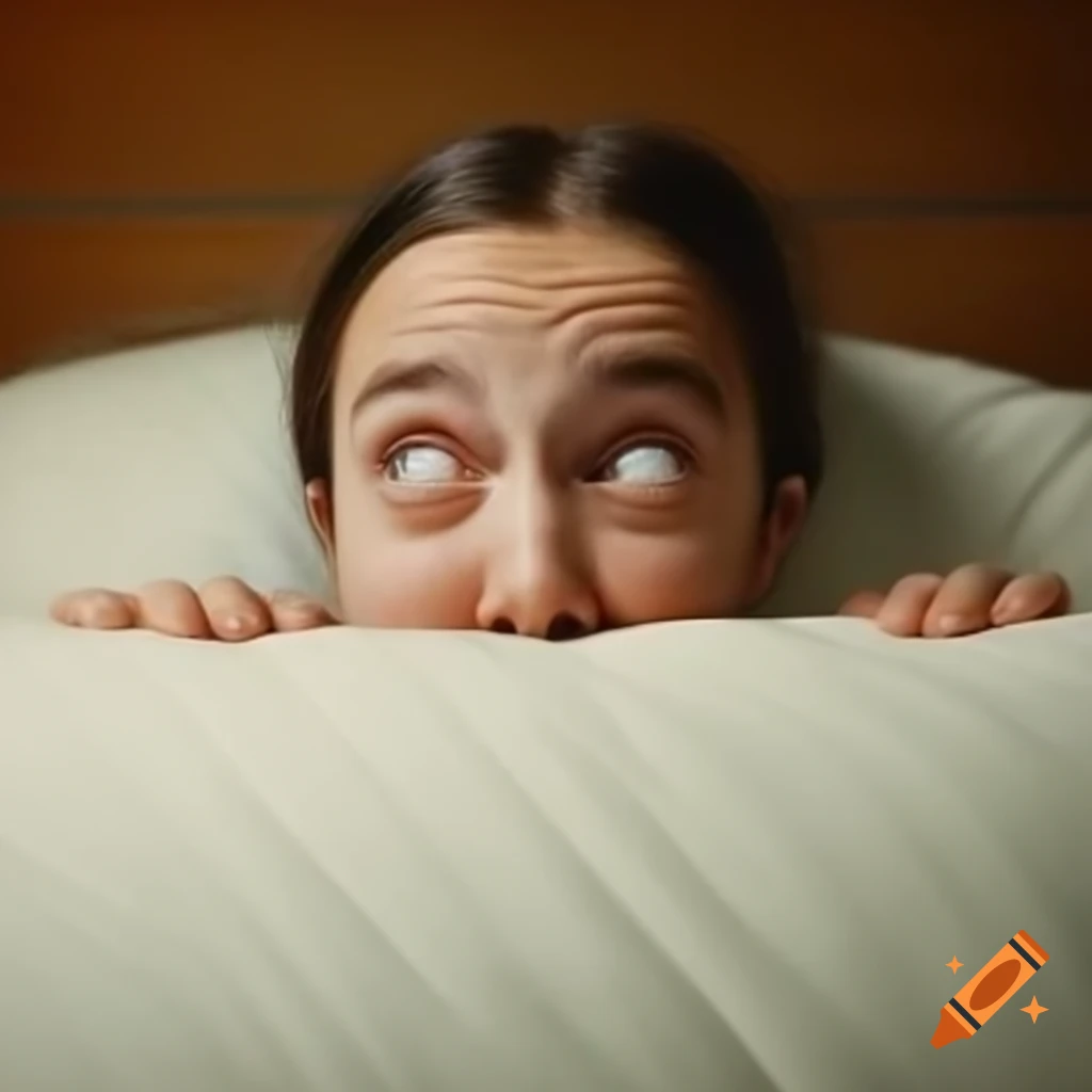 Humorous depiction of a person on a pillow