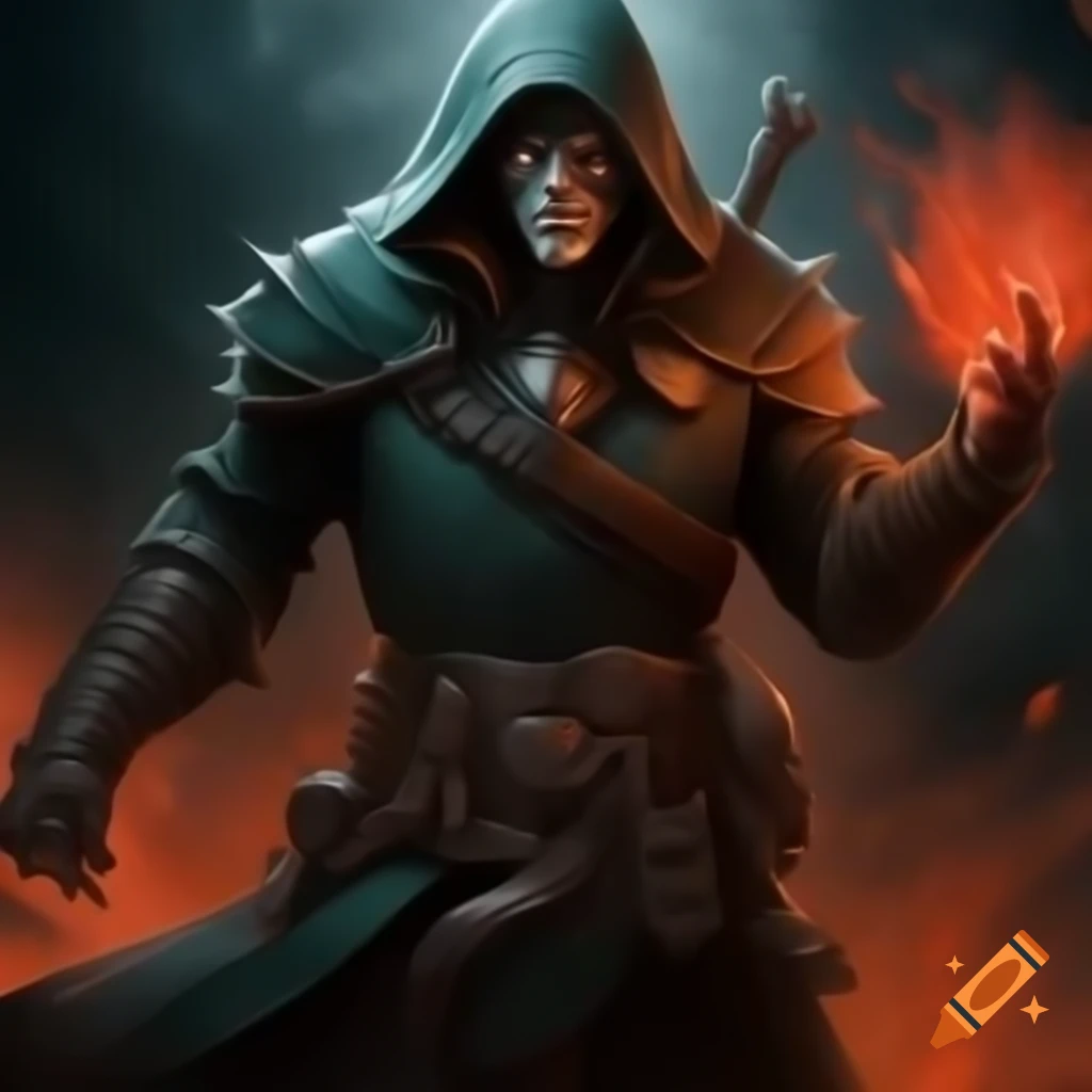 Drow rogue fighter character design for Dungeons and Dragons