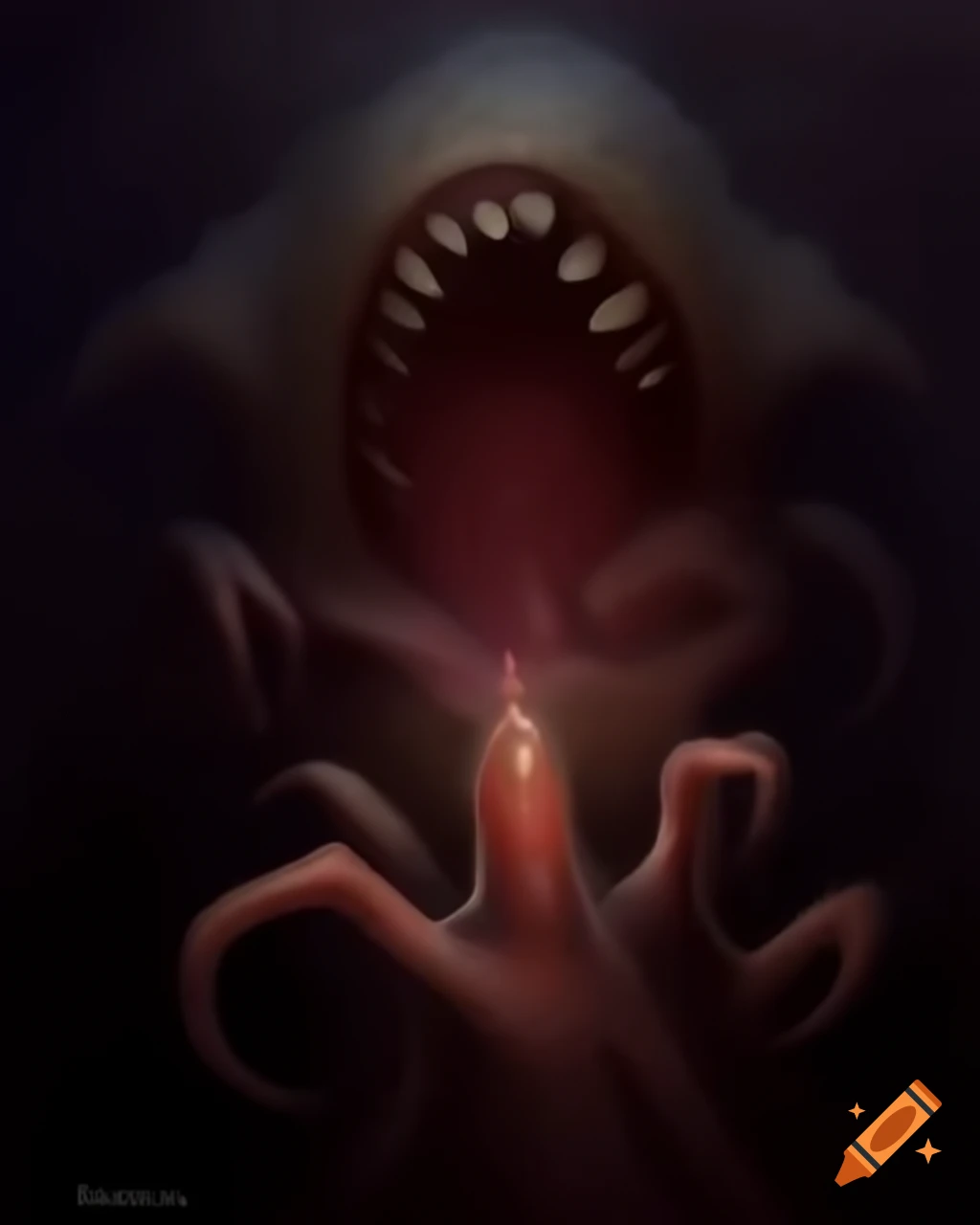Void creature with numerous sharp teeth