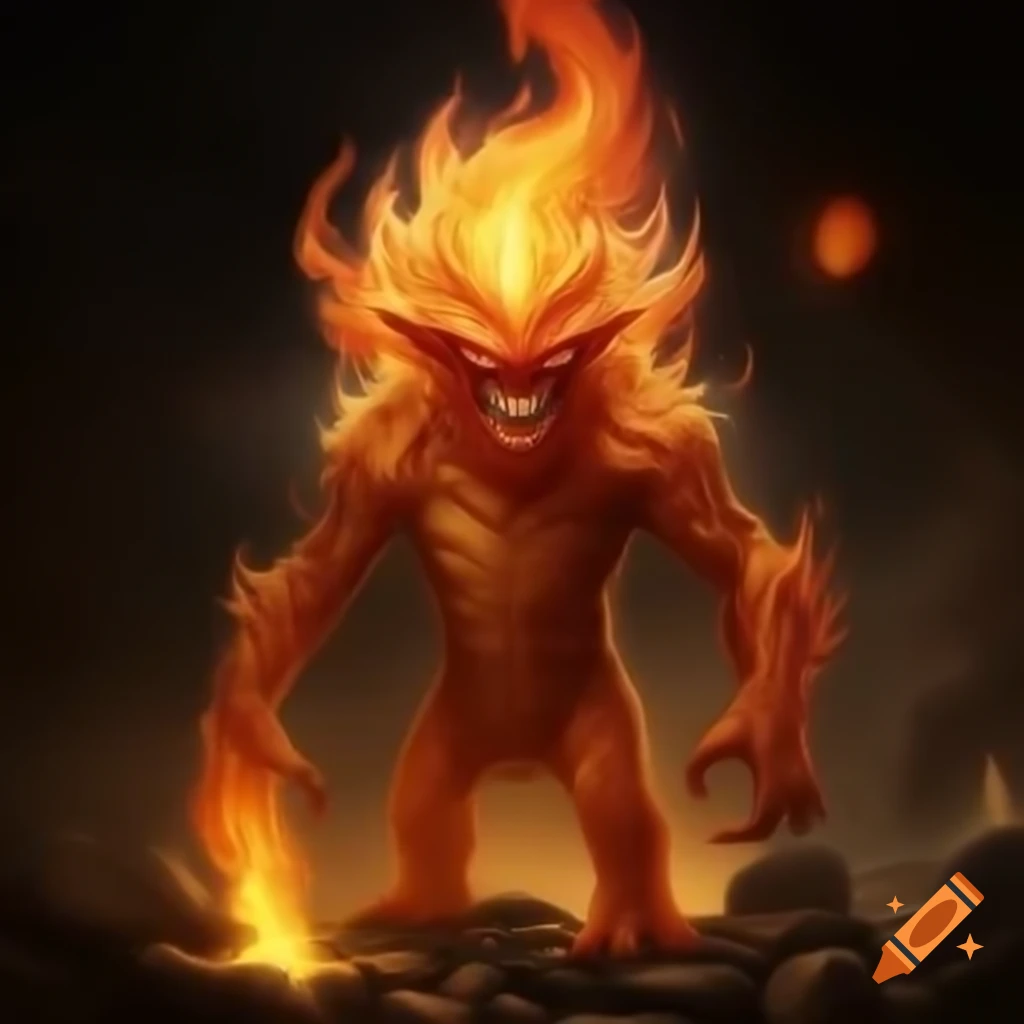Creative depiction of a flame monster