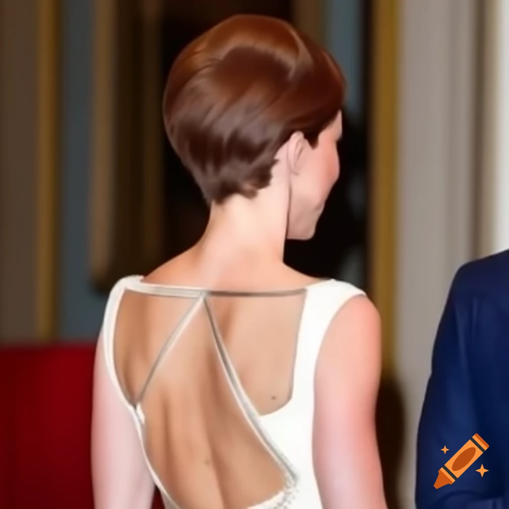 Catherine Middleton with a short pixie cut and clippered sides