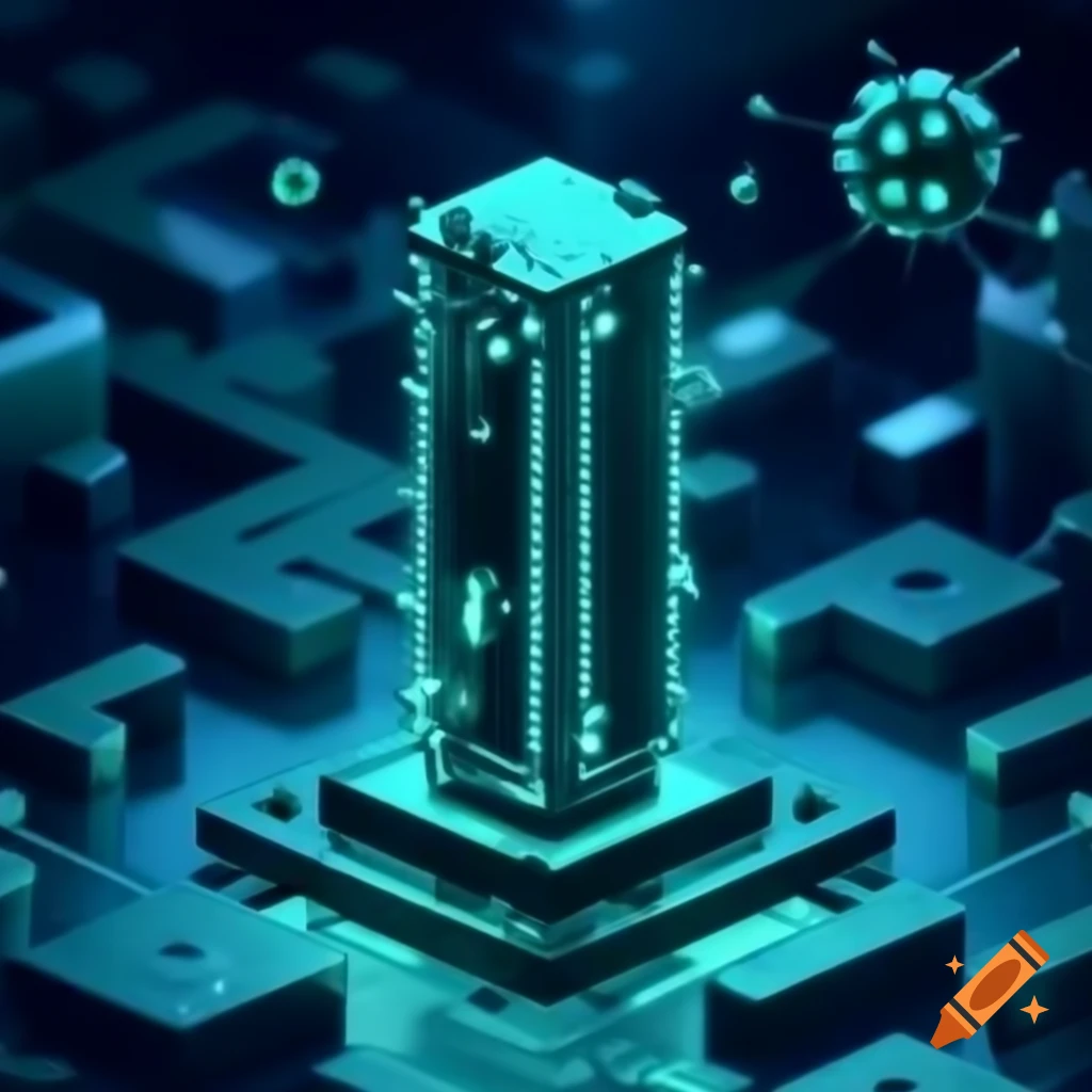 Background design for virus and malware tower defense game on craiyon