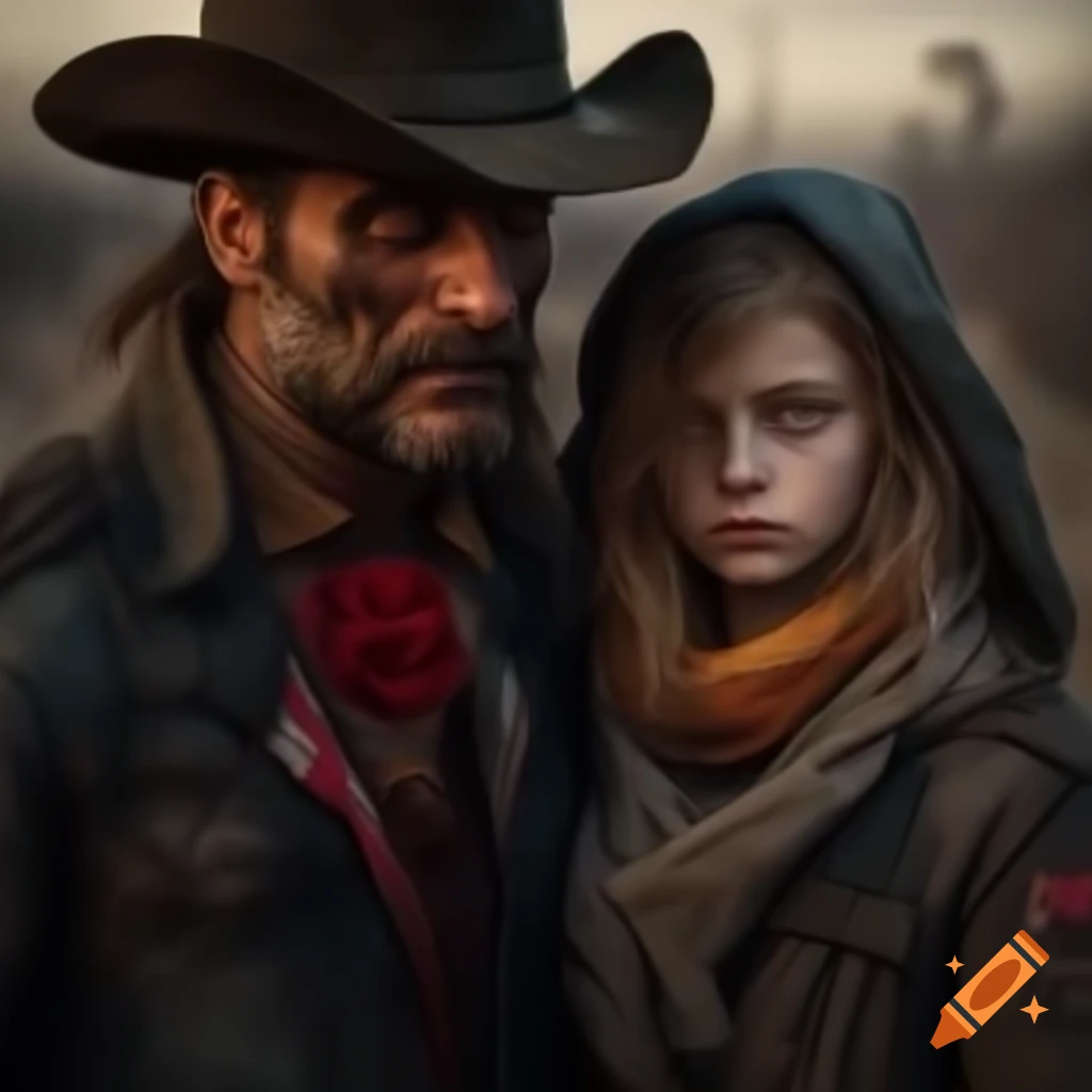 Badass outlaw couple Carlos and Rose in a zombie apocalyptic setting