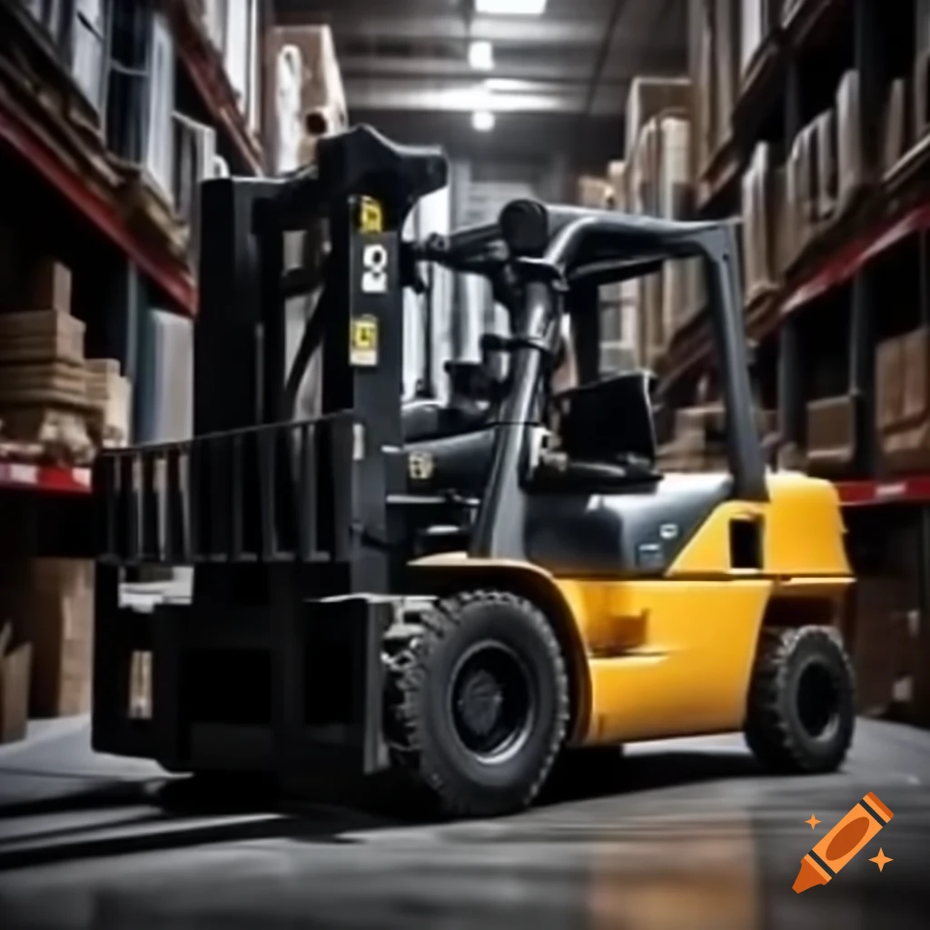 Forklift workshop with black and yellow color theme