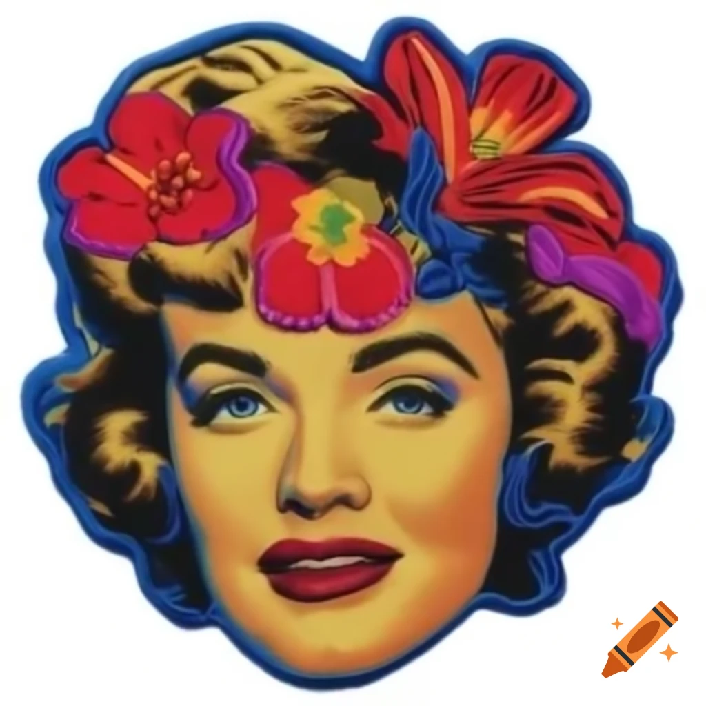 Colorful embroidered patch featuring Jeff Lynne portrait with flowers, 1970s