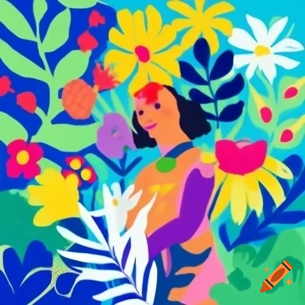 Colorful graphic design featuring Hawaiian themes in 2D