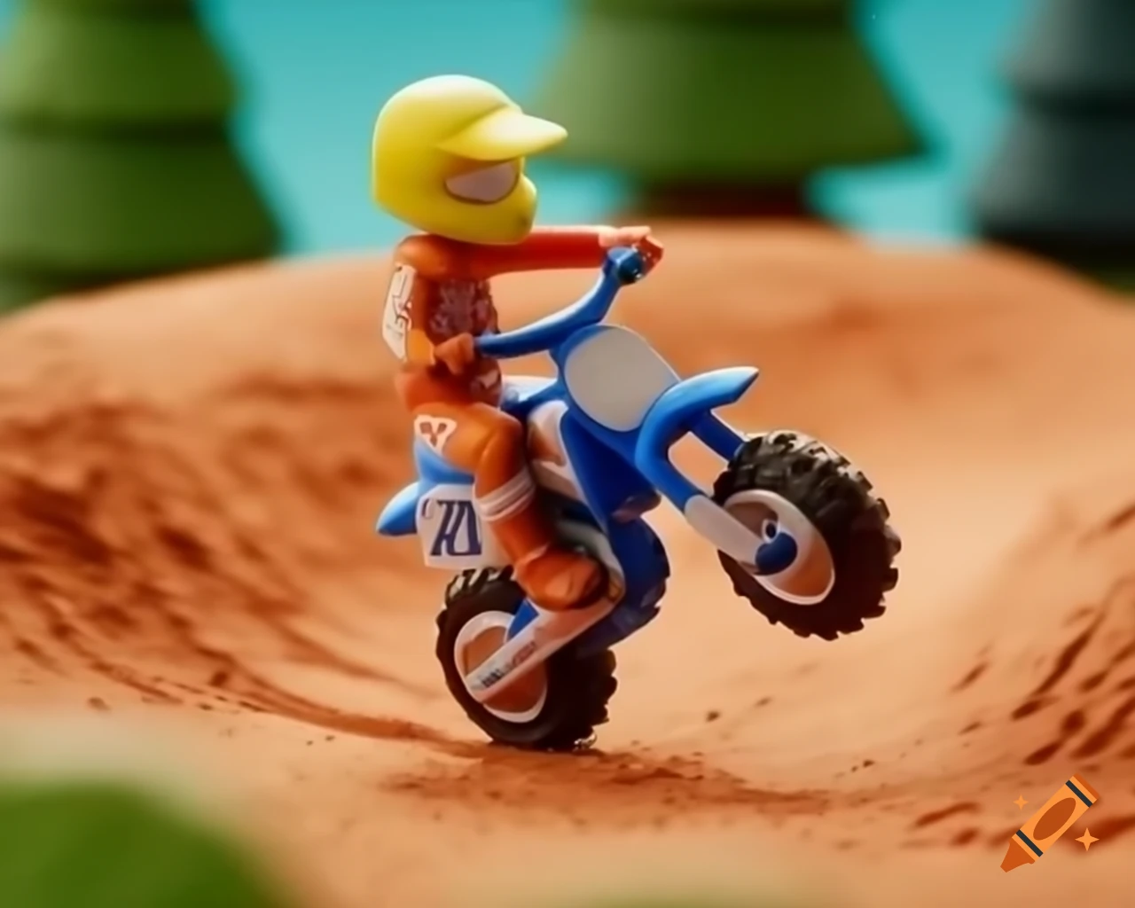 Mini motocross race on a miniature track
