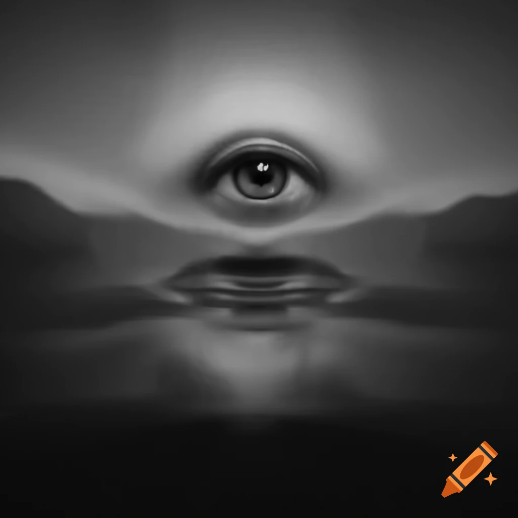 Surrealist monochrome artwork with a single color