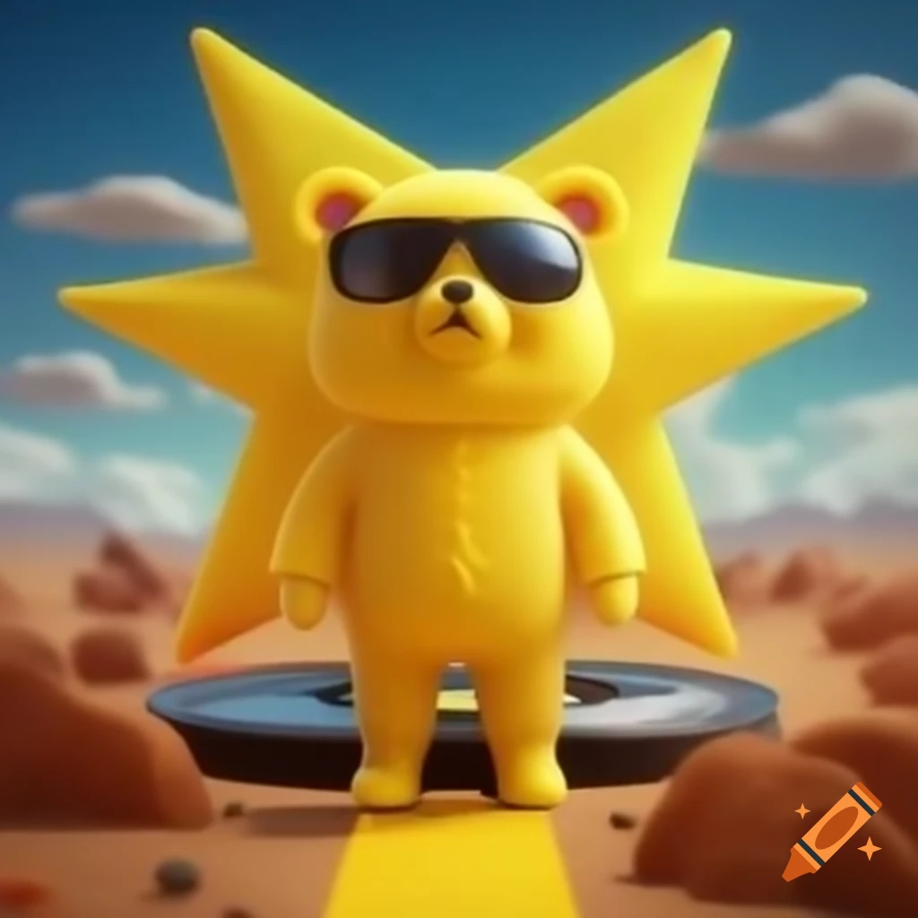 Bold yellow star shining in sky, hip hop album cover inspiration