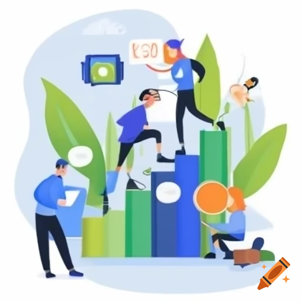 Business growth through digital marketing using AI on white background