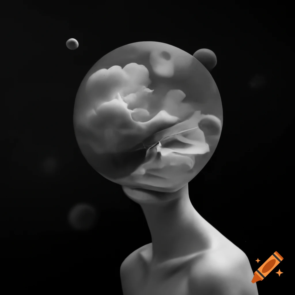 Monochrome surrealist artwork