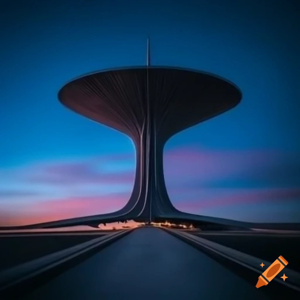 Surreal tower during evening time